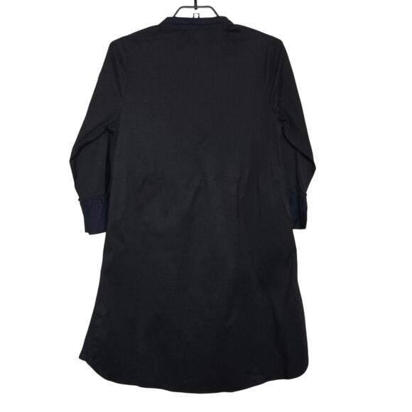 Cotelac Dress Size 2 US 8 Black Tunic Ruched Lagenlook Mixed Media Button Up - Picture 3 of 7